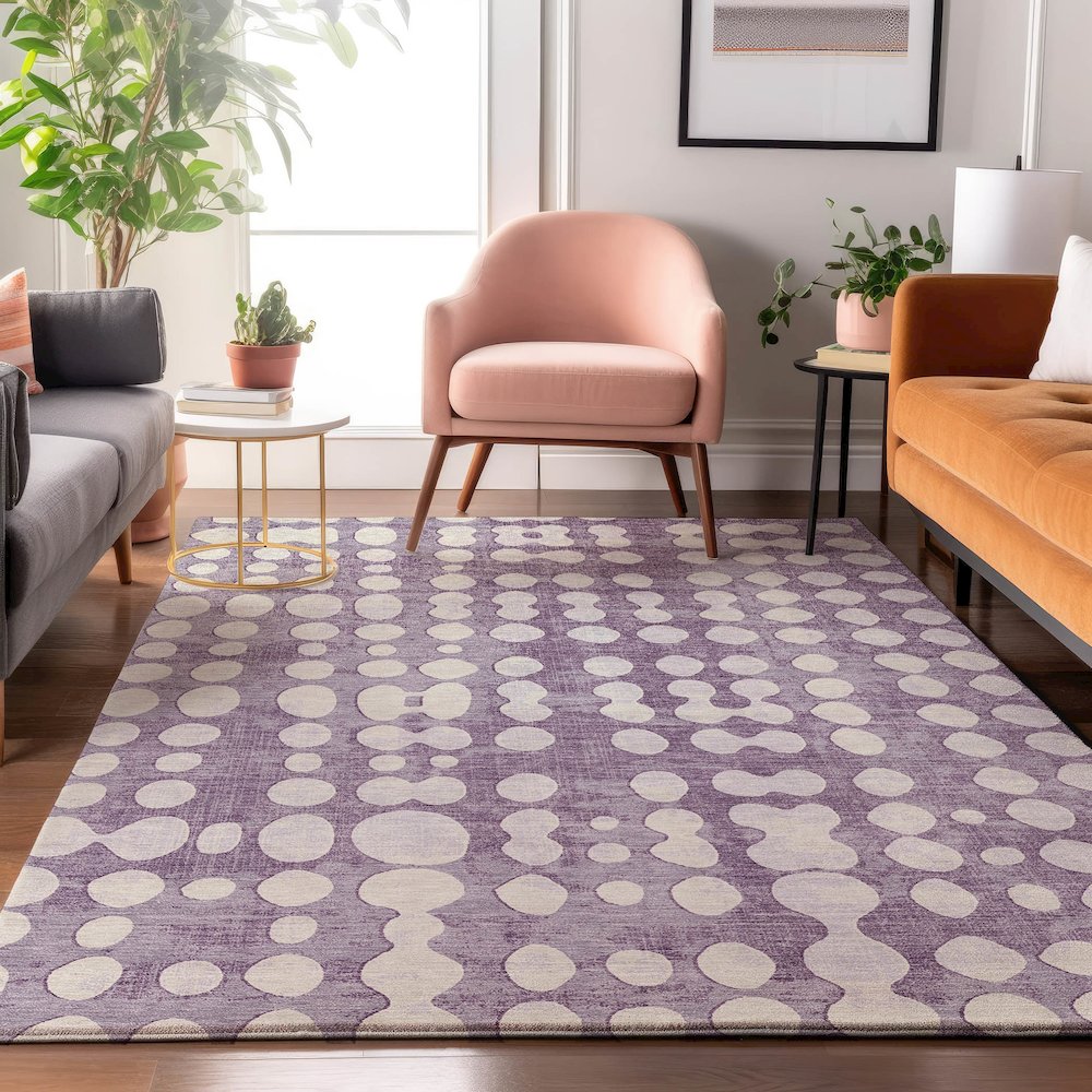 Premium Machine Washable Mayfield AMF869 Purple 10' x 14' Rug. Picture 5