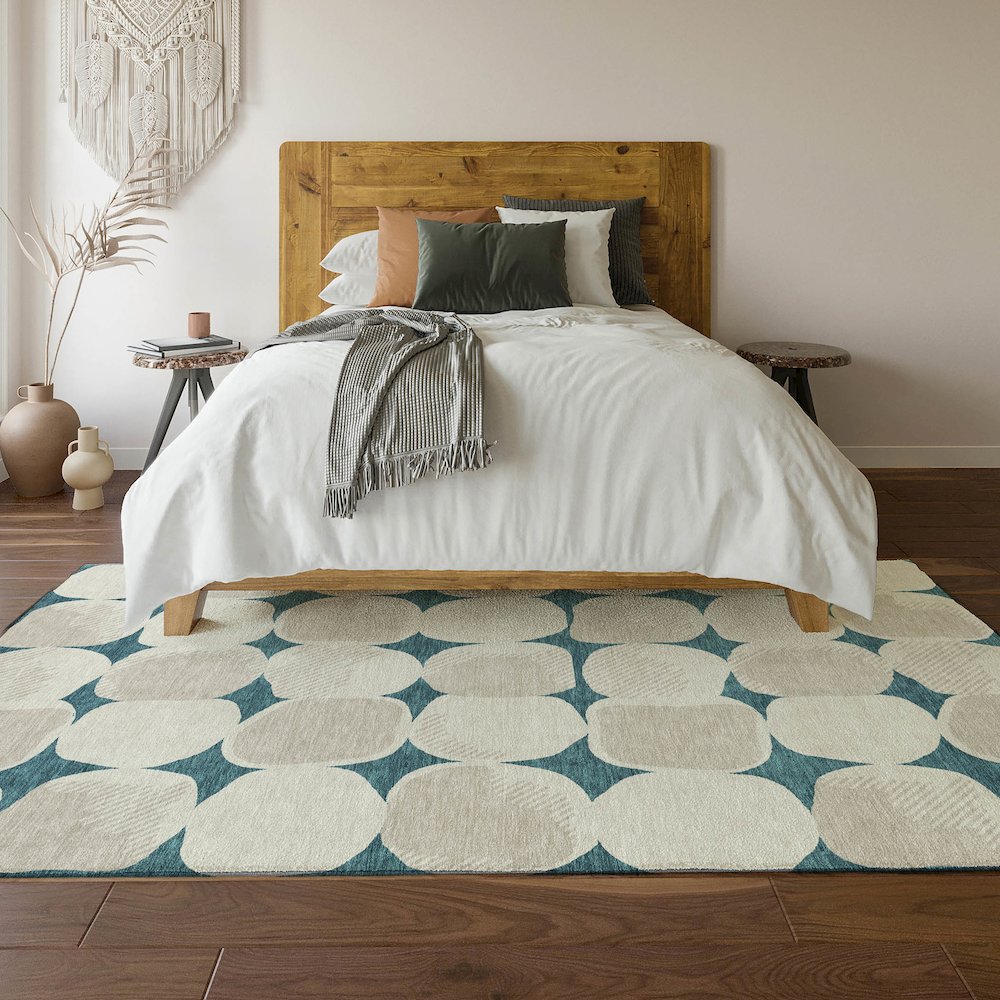 Premium Machine Washable Mayfield AMF870 Teal 10' x 14' Rug. Picture 6