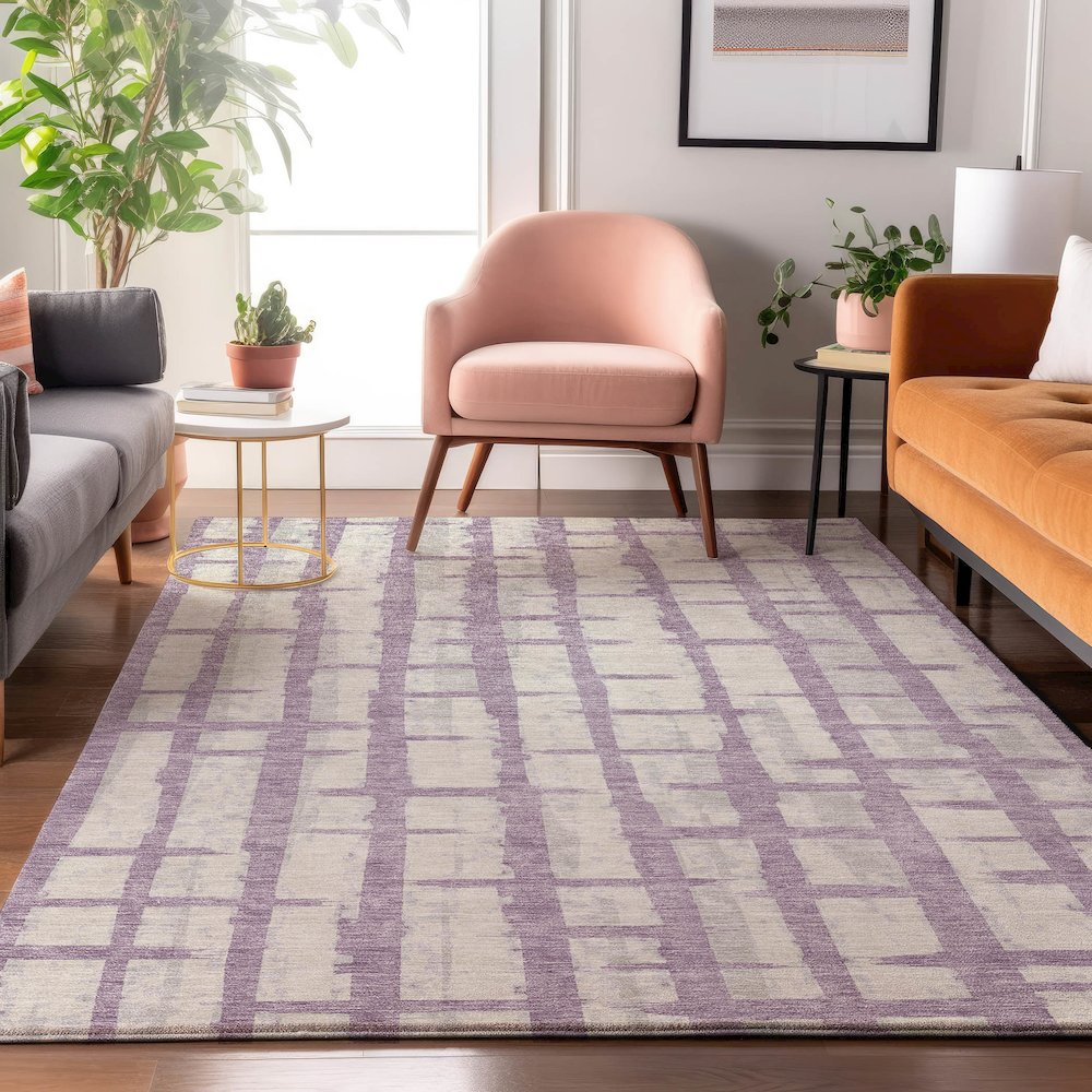 Premium Machine Washable Mayfield AMF872 Lavender 10' x 14' Rug. Picture 5