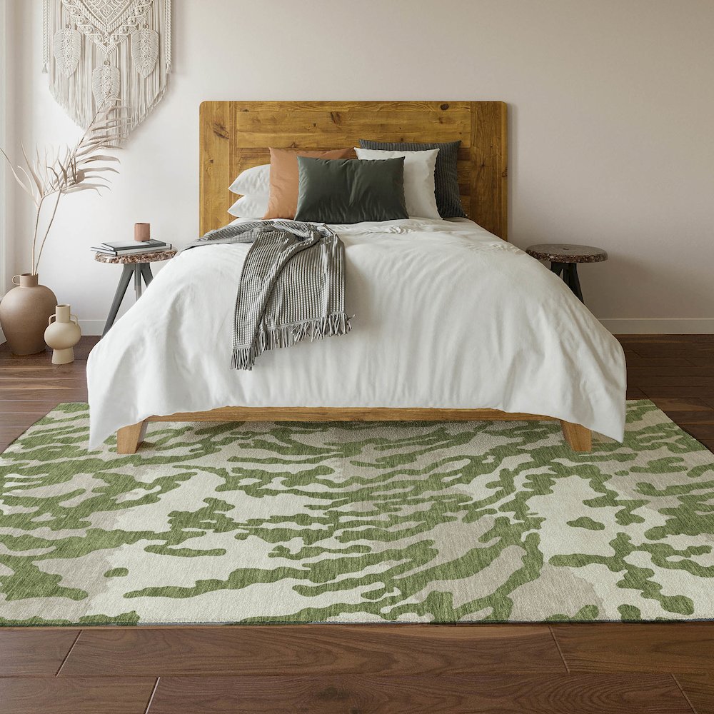 Premium Machine Washable Mayfield AMF873 Green 10' x 14' Rug. Picture 6