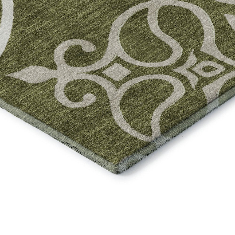Premium Machine Washable Mayfield AMF874 Olive 8' x 8' Round Rug. Picture 3