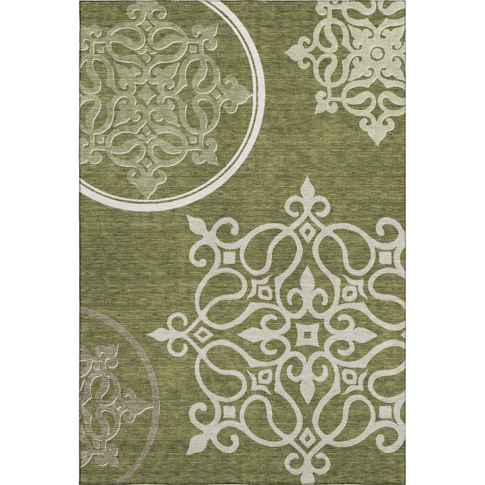 Premium Machine Washable Mayfield AMF874 Olive 10' x 14' Rug. Picture 1