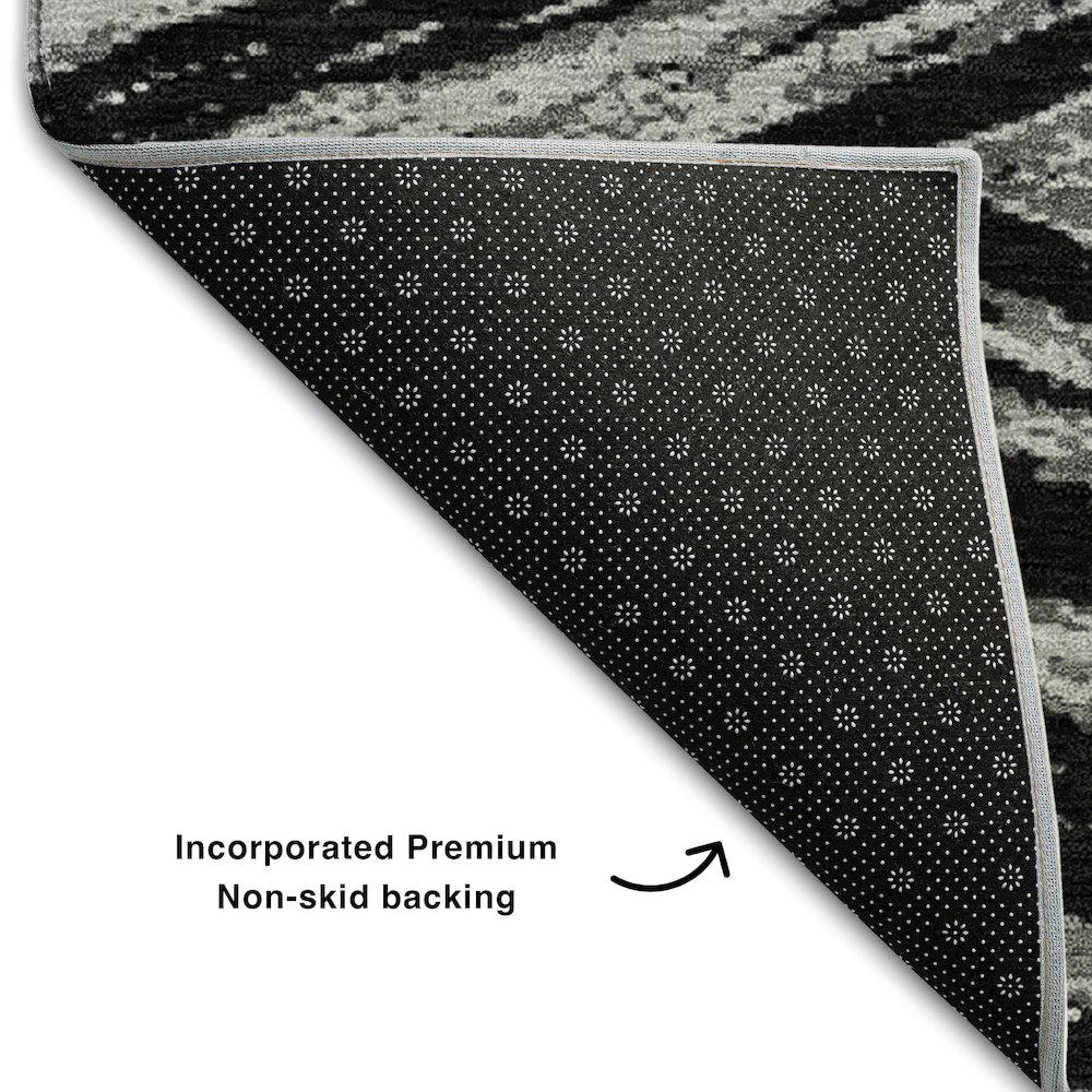 Premium Machine Washable Mayfield AMF876 Black 8' x 8' Round Rug. Picture 2