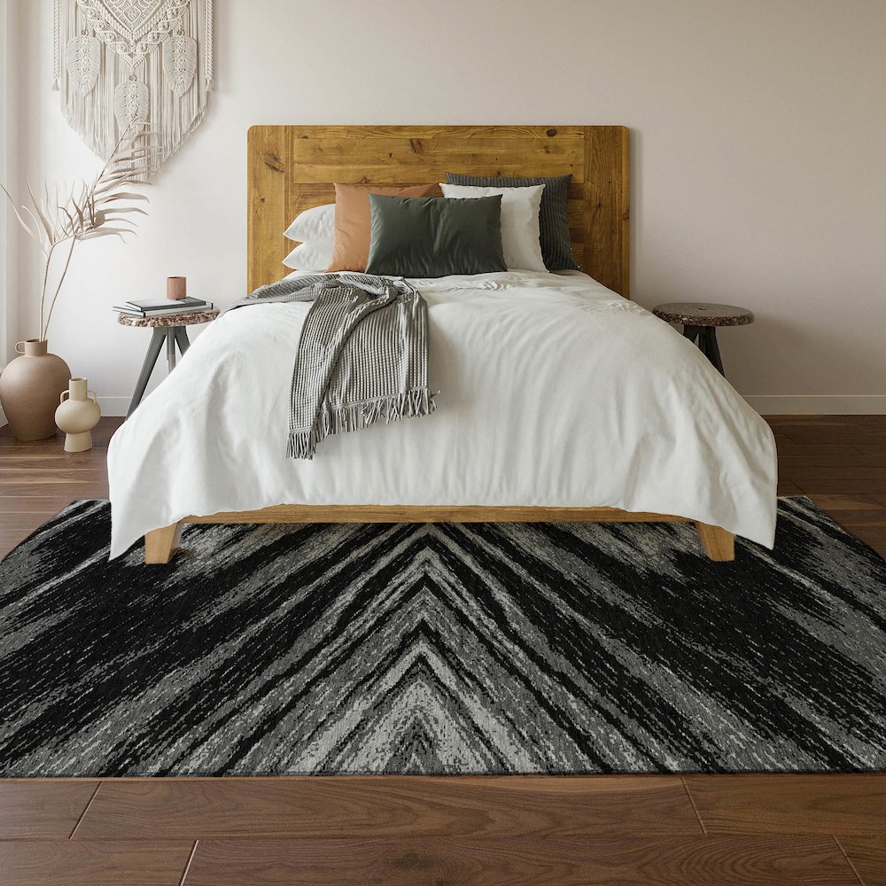 Premium Machine Washable Mayfield AMF876 Black 10' x 14' Rug. Picture 6