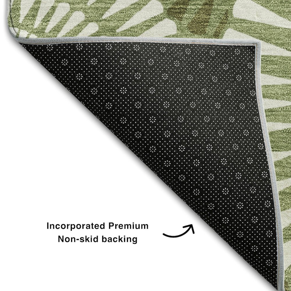 Premium Machine Washable Mayfield AMF877 Green 8' x 8' Round Rug. Picture 2