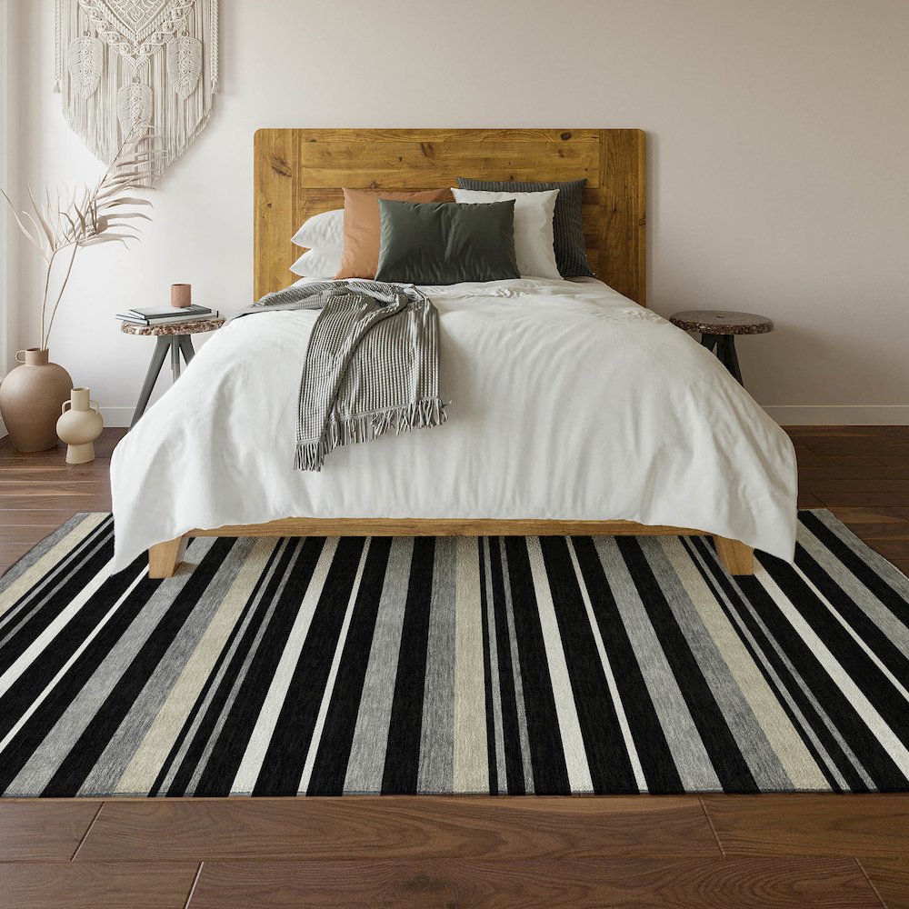 Premium Machine Washable Mayfield AMF879 Black 10' x 14' Rug. Picture 6