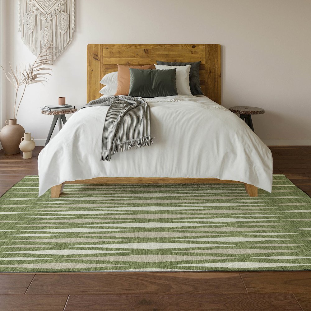 Premium Machine Washable Mayfield AMF881 Green 10' x 14' Rug. Picture 6