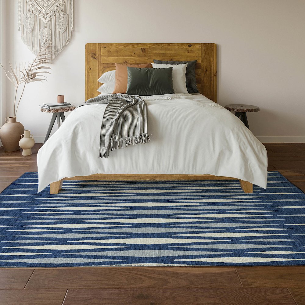 Premium Machine Washable Mayfield AMF881 Navy 10' x 14' Rug. Picture 6