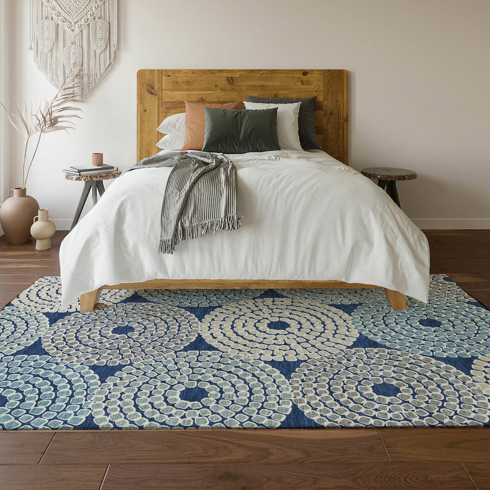 Premium Machine Washable Mayfield AMF882 Navy 10' x 14' Rug. Picture 6