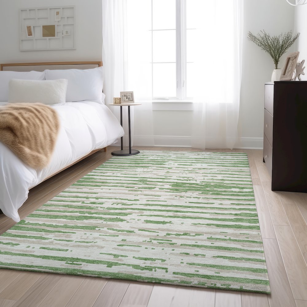 Premium Machine Washable Mayfield AMF888 Green 10' x 14' Rug. Picture 5
