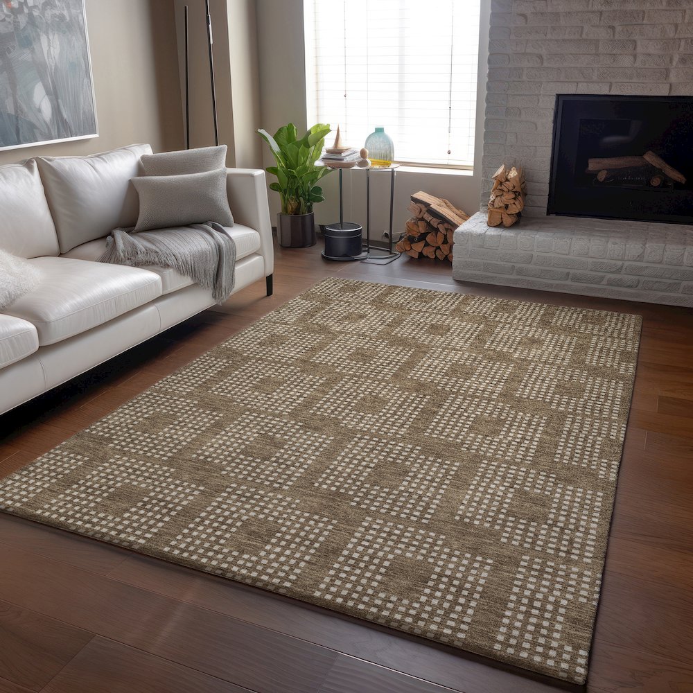Premium Machine Washable Mayfield AMF890 Brown 10' x 14' Rug. Picture 6