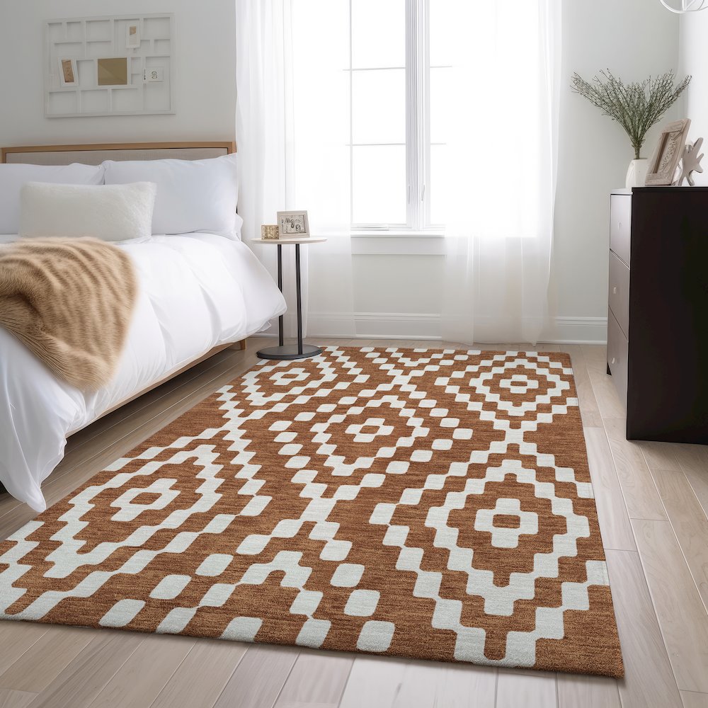 Premium Machine Washable Mayfield AMF891 Terracotta 10' x 14' Rug. Picture 5