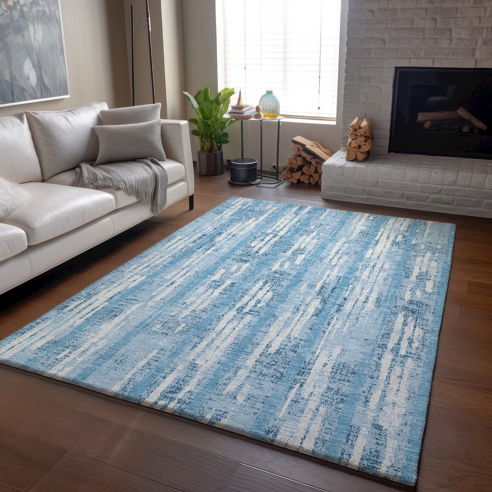 Premium Machine Washable Mayfield AMF892 Sky 10' x 14' Rug. Picture 6