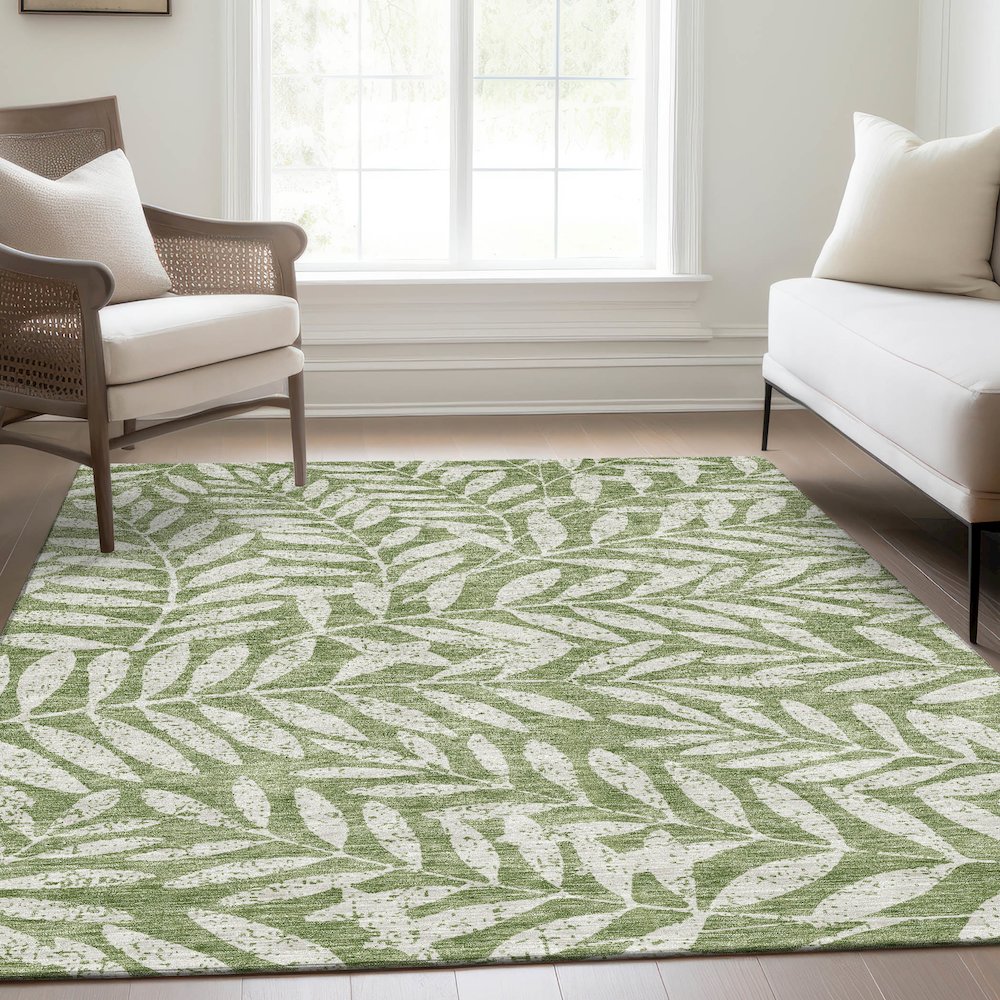 Premium Machine Washable Mayfield AMF899 Green 10' x 14' Rug. Picture 6