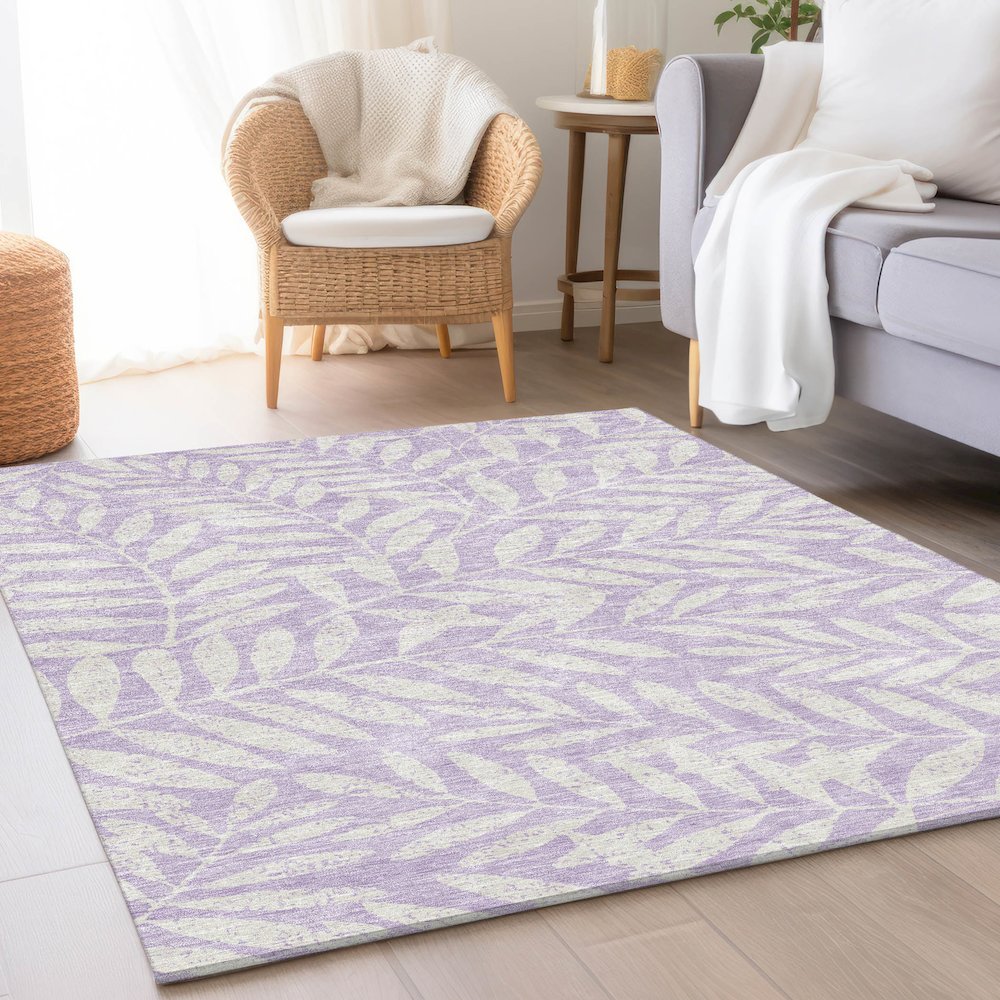 Premium Machine Washable Mayfield AMF899 Lavender 10' x 14' Rug. Picture 5