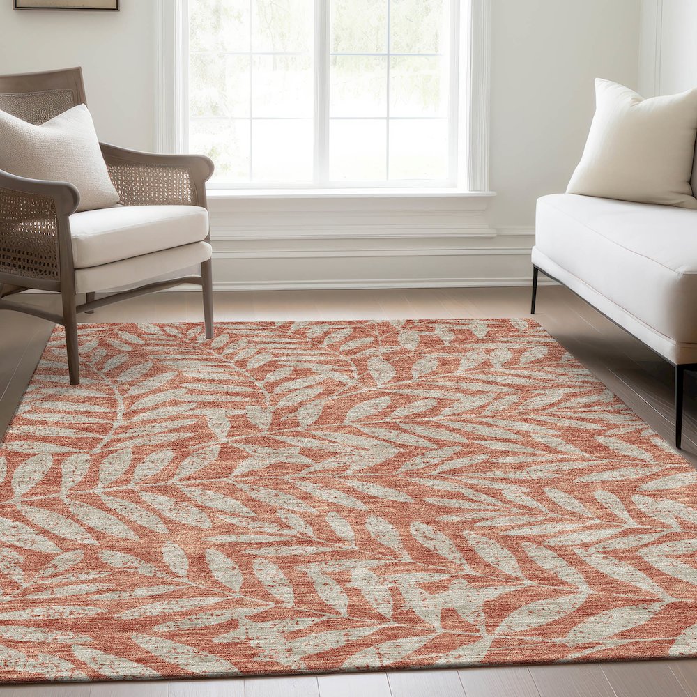 Premium Machine Washable Mayfield AMF899 Salmon 10' x 14' Rug. Picture 6