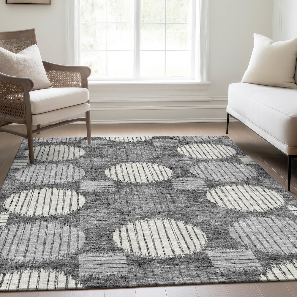 Premium Machine Washable Mayfield AMF900 Charcoal 10' x 14' Rug. Picture 6