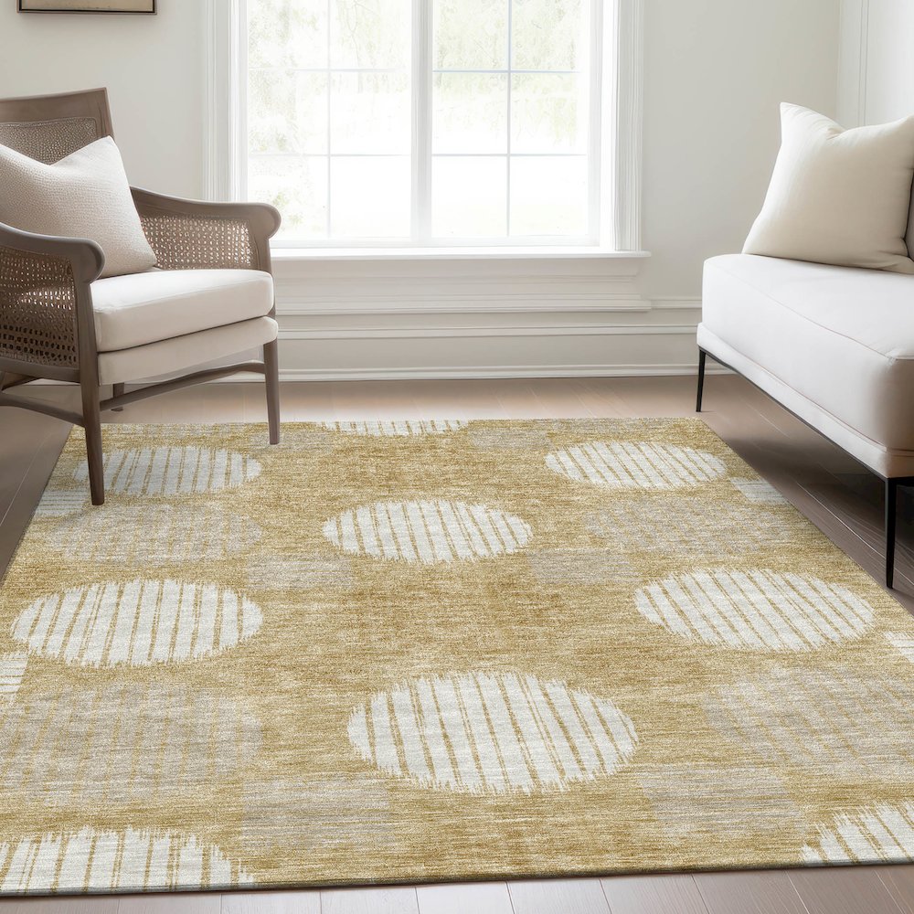 Premium Machine Washable Mayfield AMF900 Gold 10' x 14' Rug. Picture 6