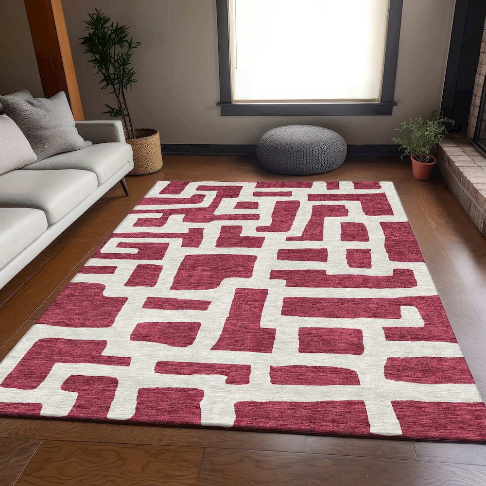 Premium Machine Washable Mayfield AMF903 Garnet 10' x 14' Rug. Picture 6