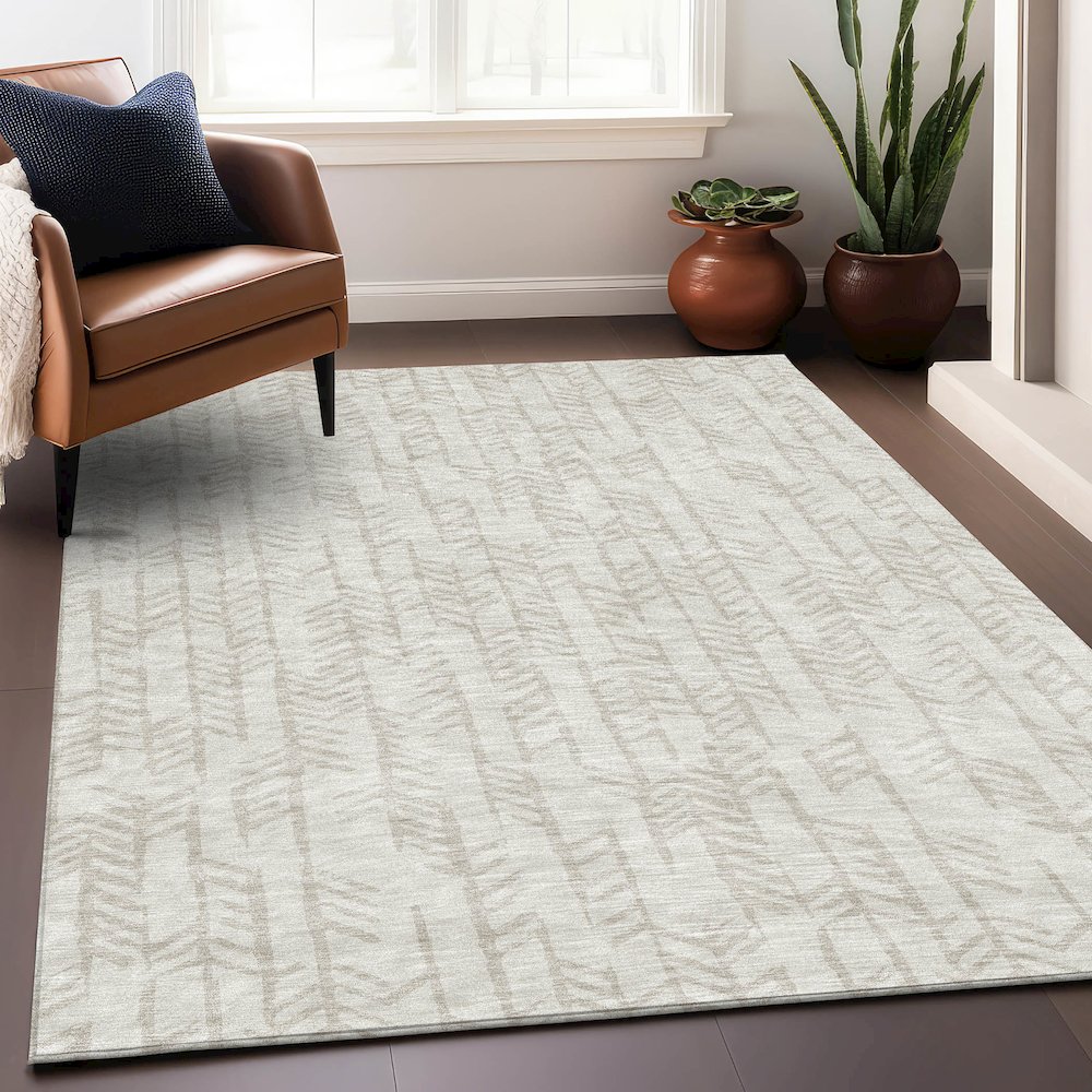 Premium Machine Washable Mayfield AMF906 Ivory 10' x 14' Rug. Picture 5