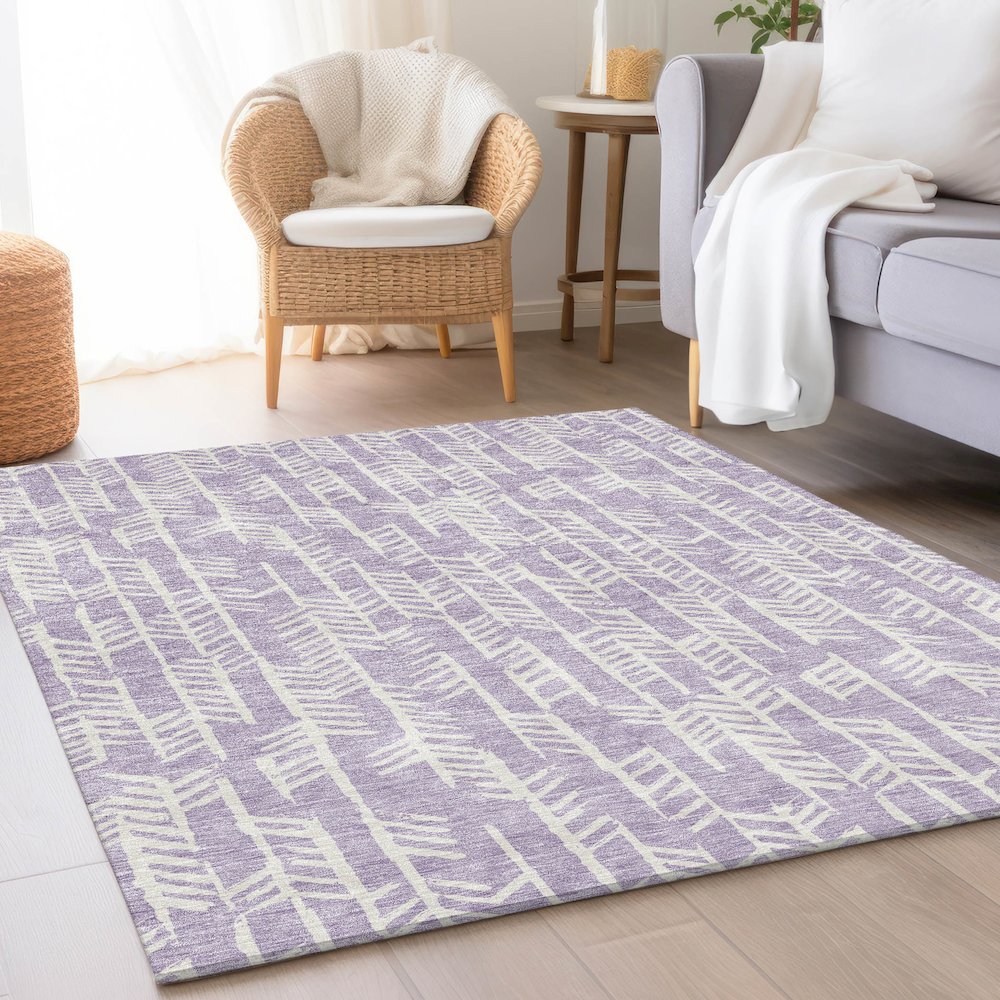 Premium Machine Washable Mayfield AMF906 Lavender 10' x 14' Rug. Picture 5