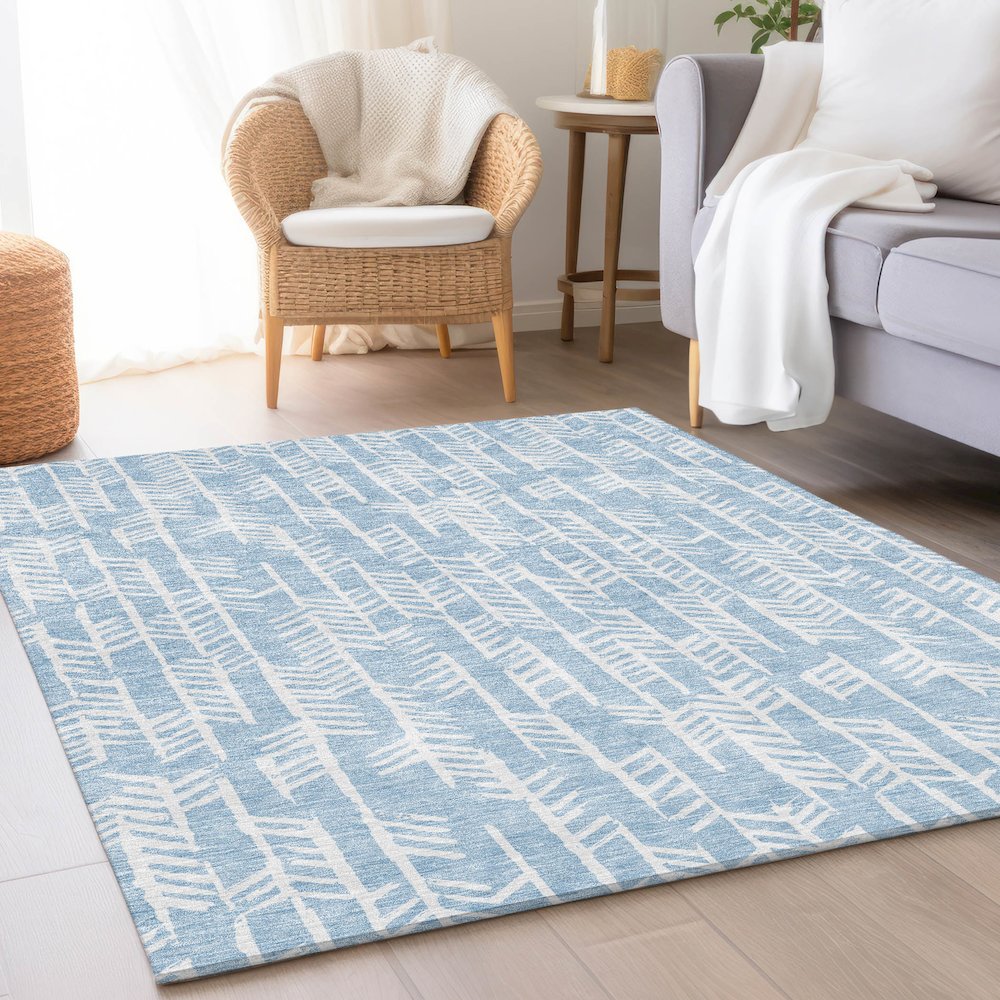 Premium Machine Washable Mayfield AMF906 Sky 10' x 14' Rug. Picture 5