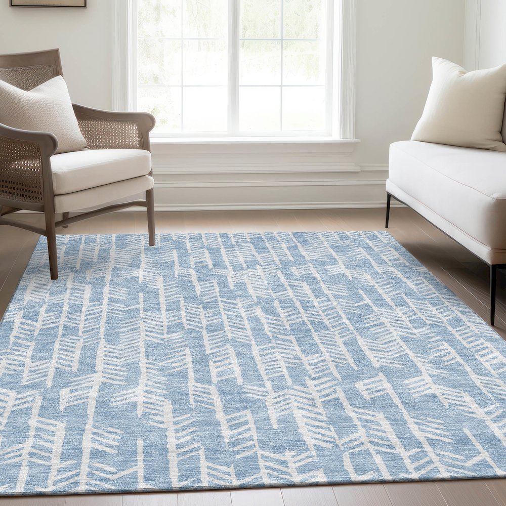 Premium Machine Washable Mayfield AMF906 Sky 10' x 14' Rug. Picture 6