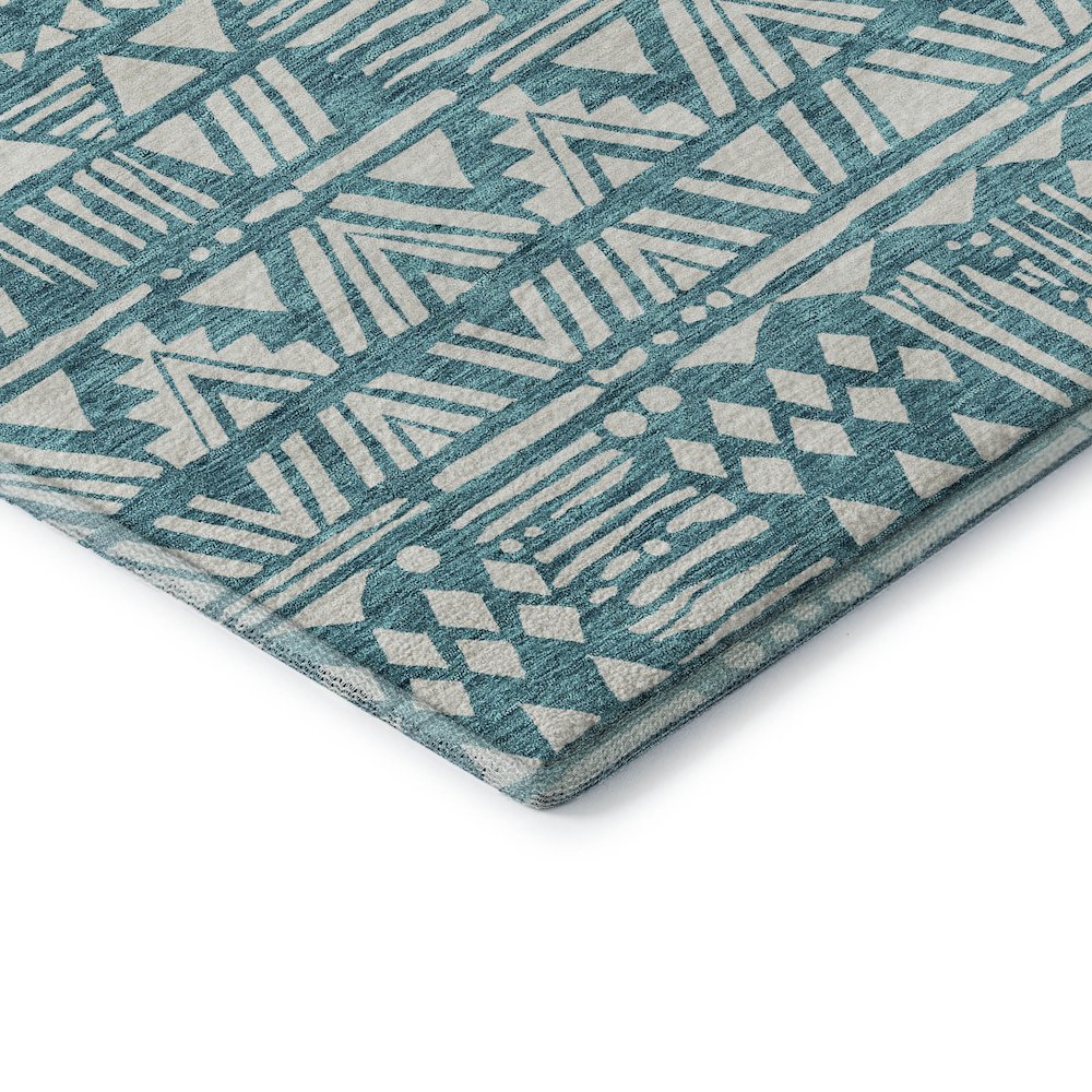 Premium Machine Washable Mayfield AMF907 Teal 8' x 8' Round Rug. Picture 3