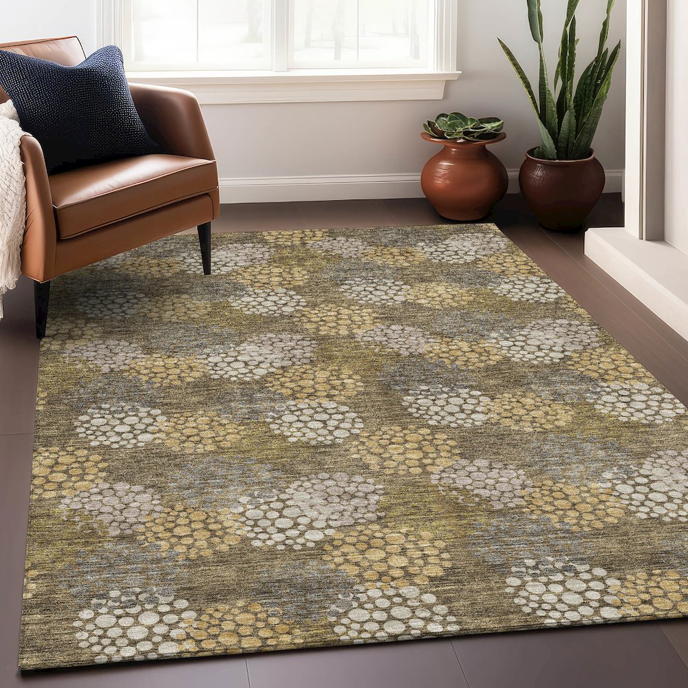 Premium Machine Washable Mayfield AMF908 Brown 10' x 14' Rug. Picture 5