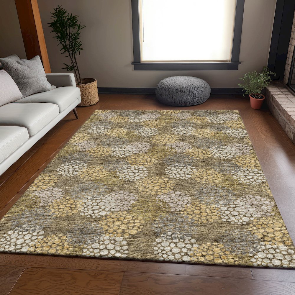 Premium Machine Washable Mayfield AMF908 Brown 10' x 14' Rug. Picture 6