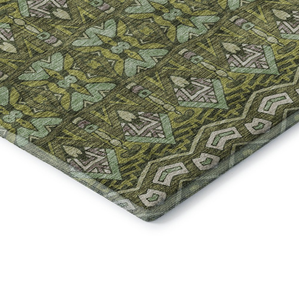 Premium Machine Washable Mayfield AMF909 Olive 8' x 8' Round Rug. Picture 3