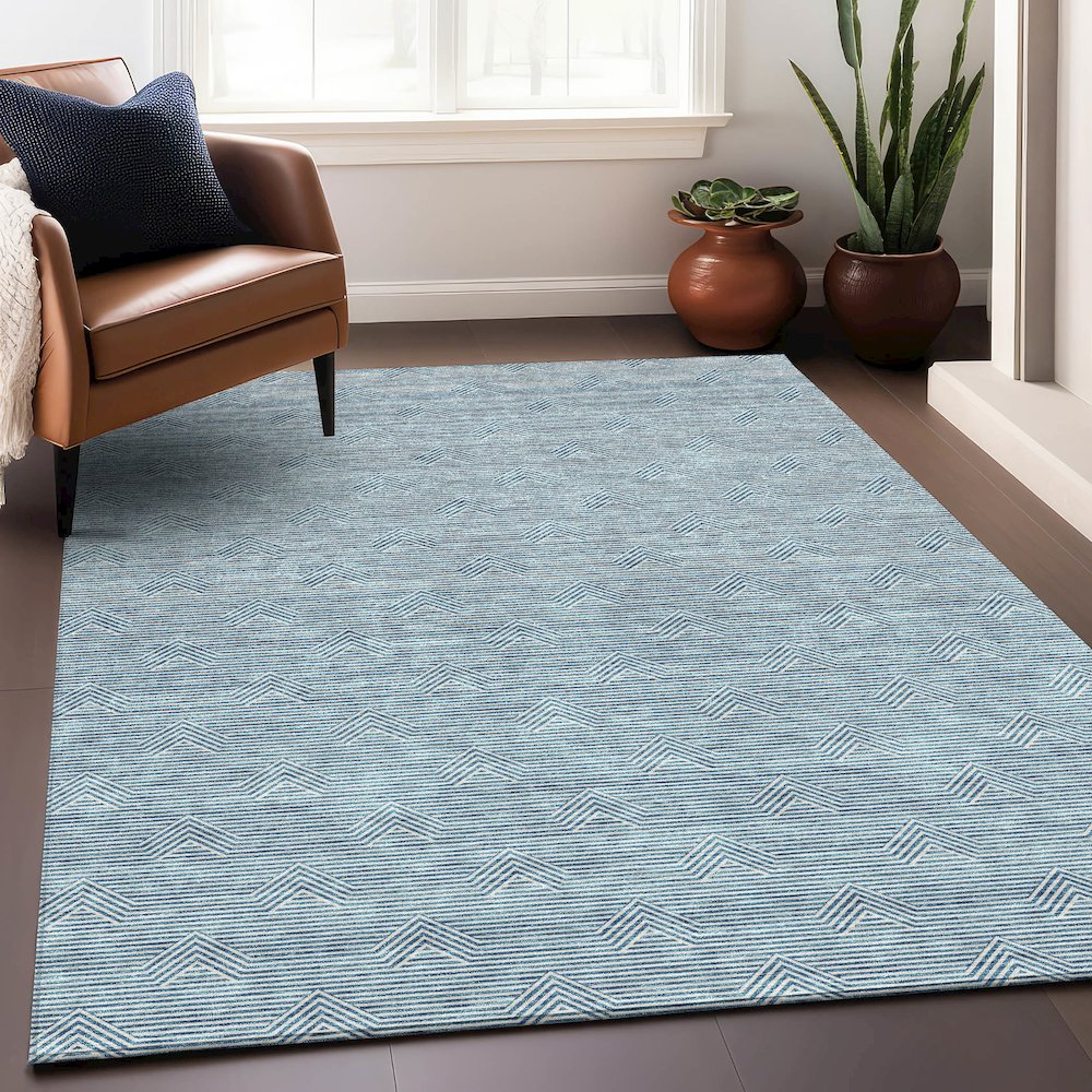 Premium Machine Washable Mayfield AMF910 Teal 10' x 14' Rug. Picture 5