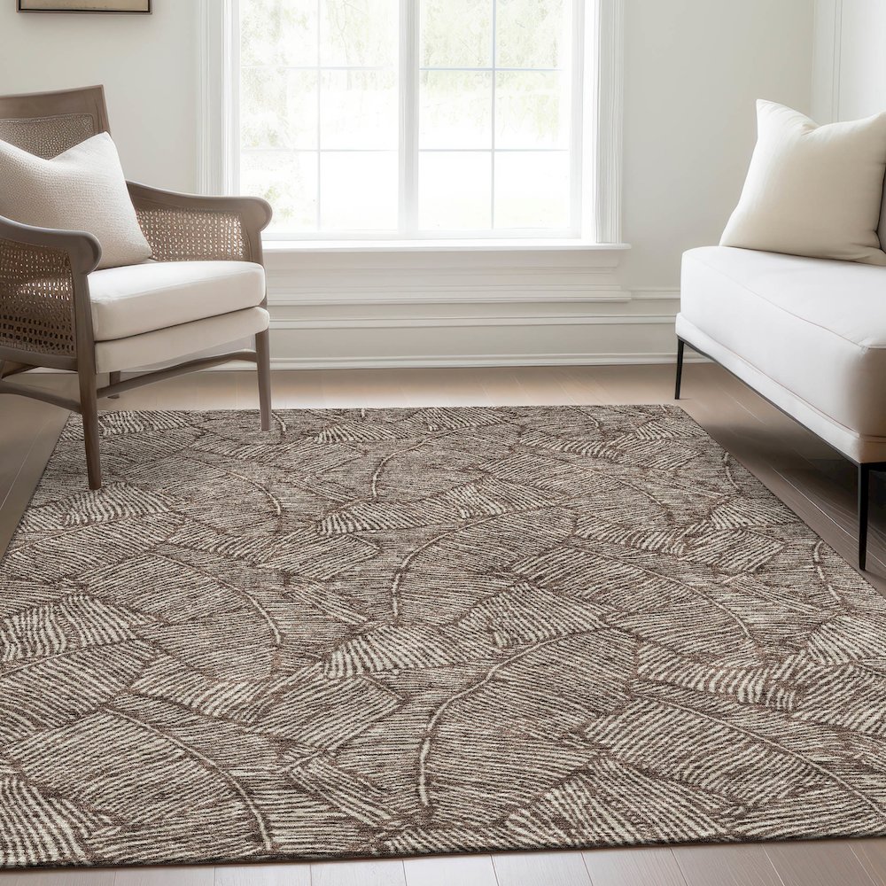 Premium Machine Washable Mayfield AMF913 Brown 10' x 14' Rug. Picture 6