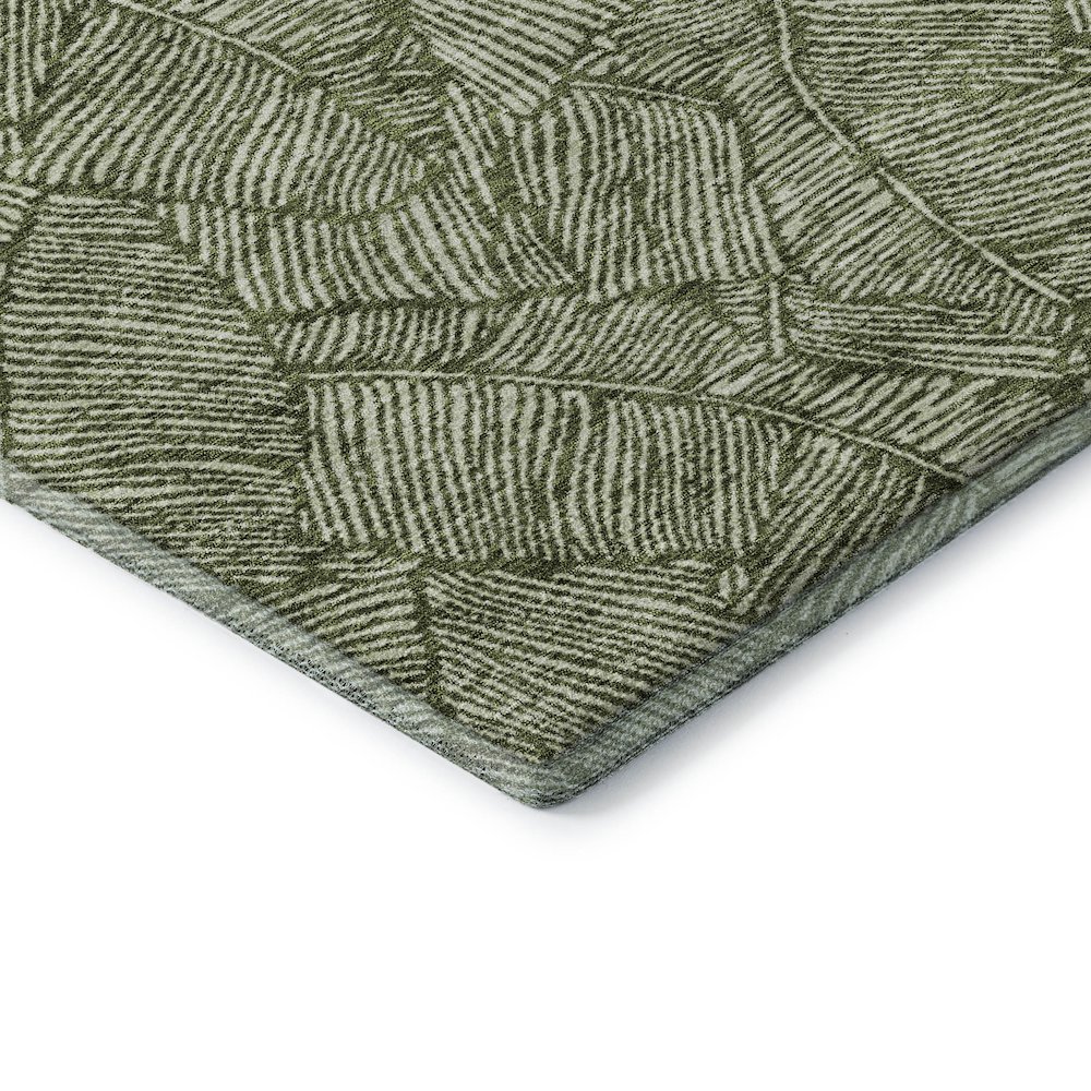 Premium Machine Washable Mayfield AMF913 Olive 8' x 8' Round Rug. Picture 3