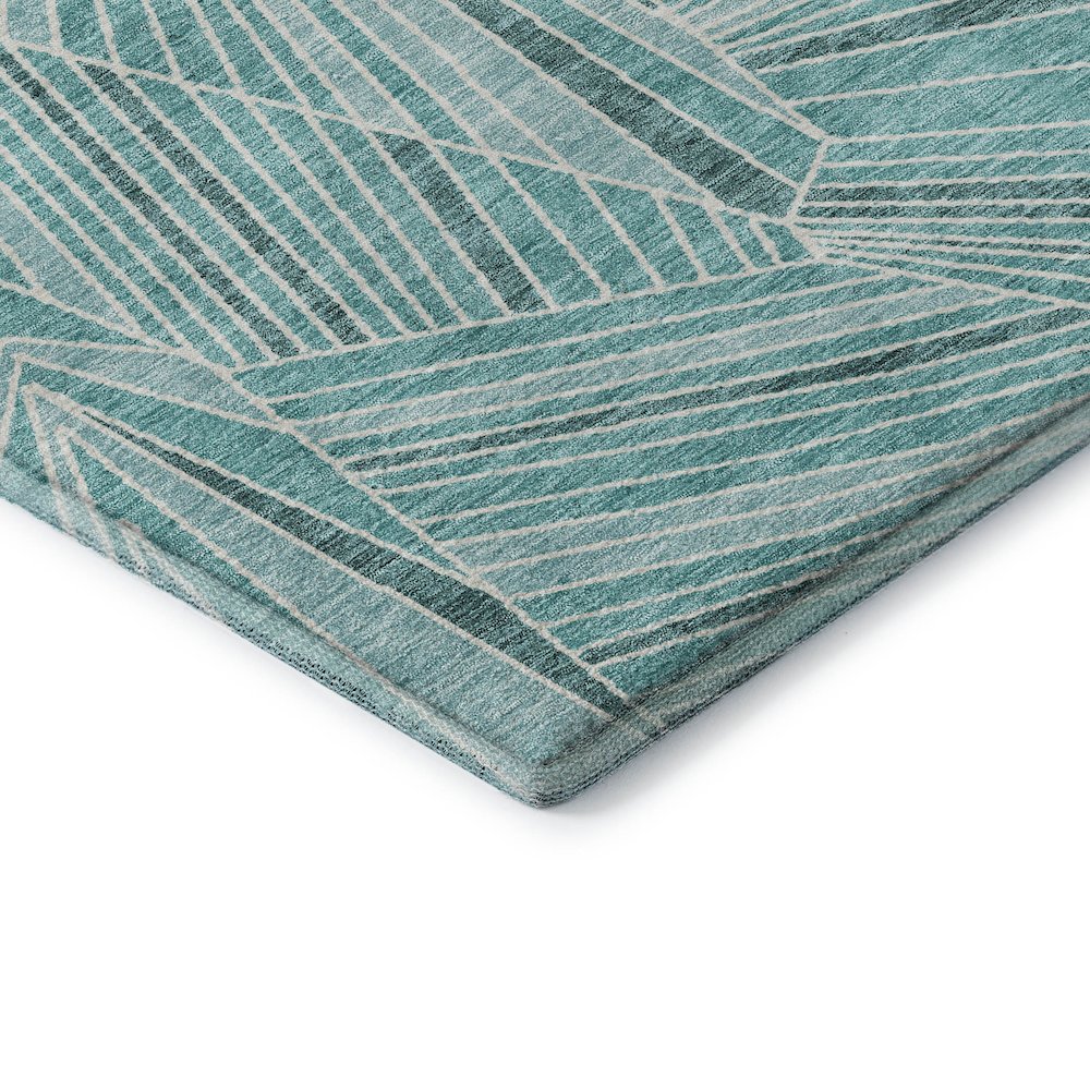 Premium Machine Washable Mayfield AMF915 Teal 8' x 8' Round Rug. Picture 3