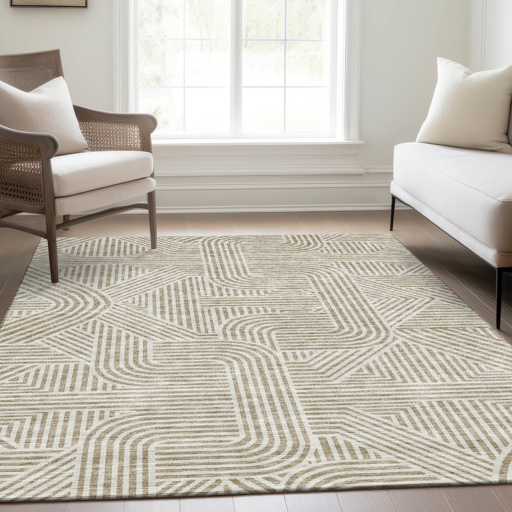 Premium Machine Washable Mayfield AMF917 Beige 10' x 14' Rug. Picture 6