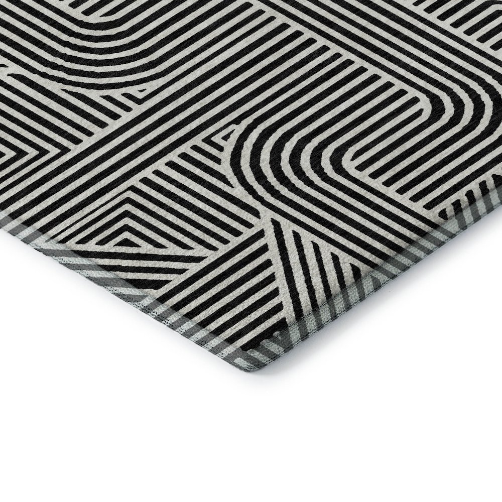 Premium Machine Washable Mayfield AMF917 Black 8' x 8' Round Rug. Picture 3