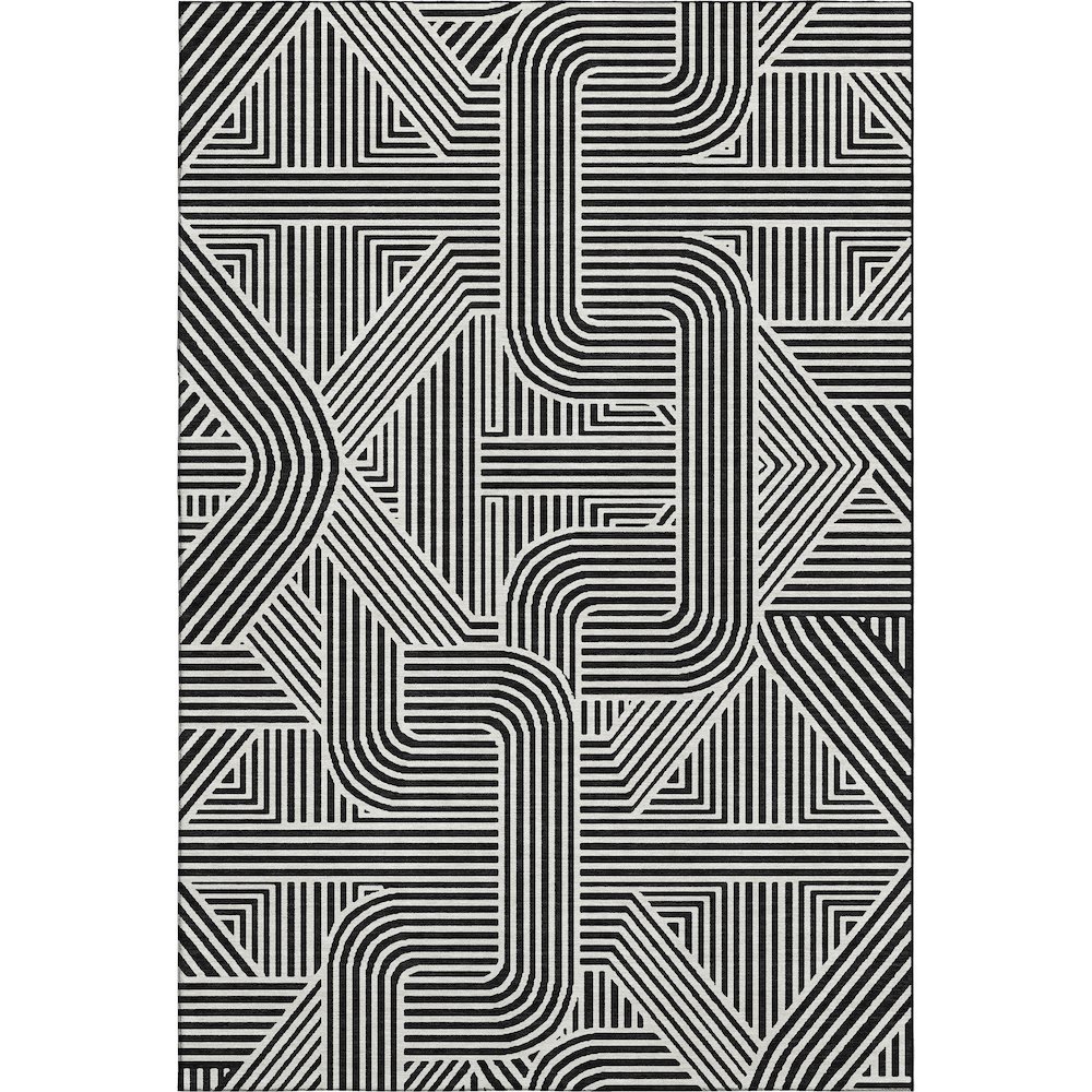 Premium Machine Washable Mayfield AMF917 Black 10' x 14' Rug. Picture 1