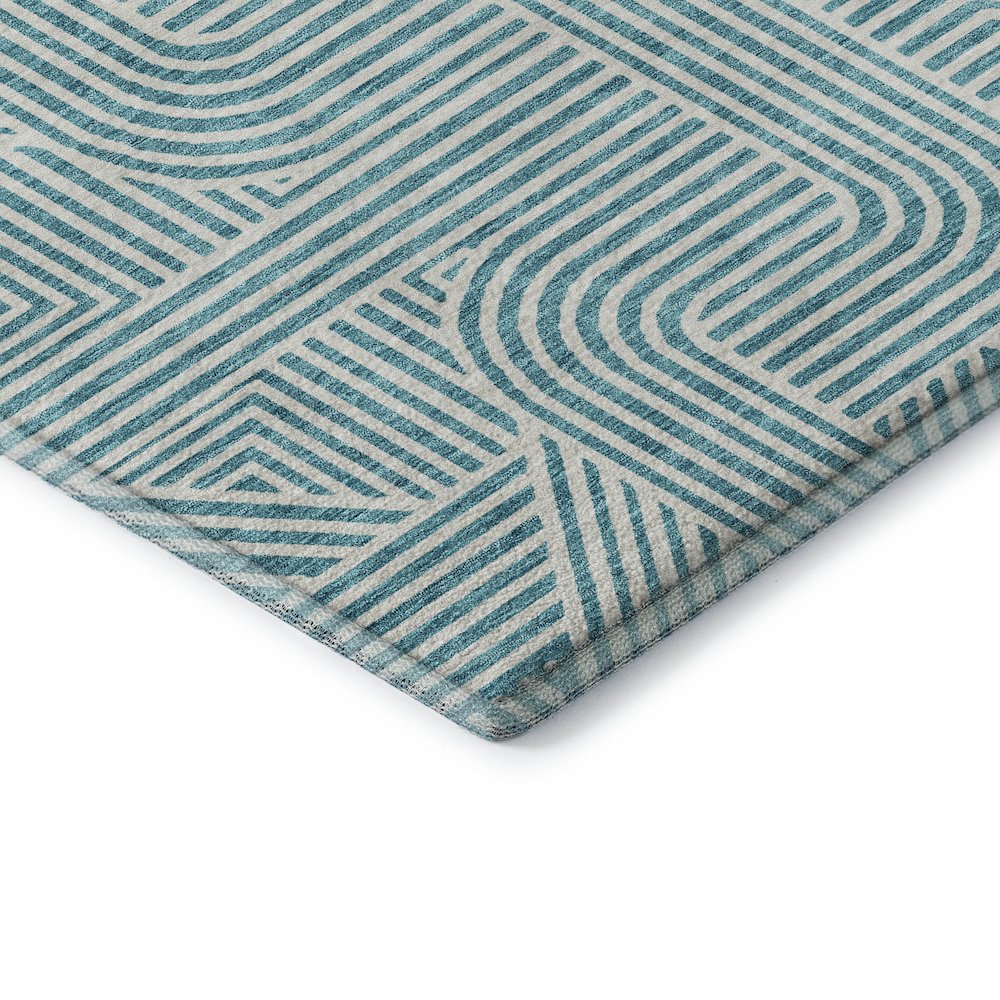 Premium Machine Washable Mayfield AMF917 Teal 8' x 8' Round Rug. Picture 3
