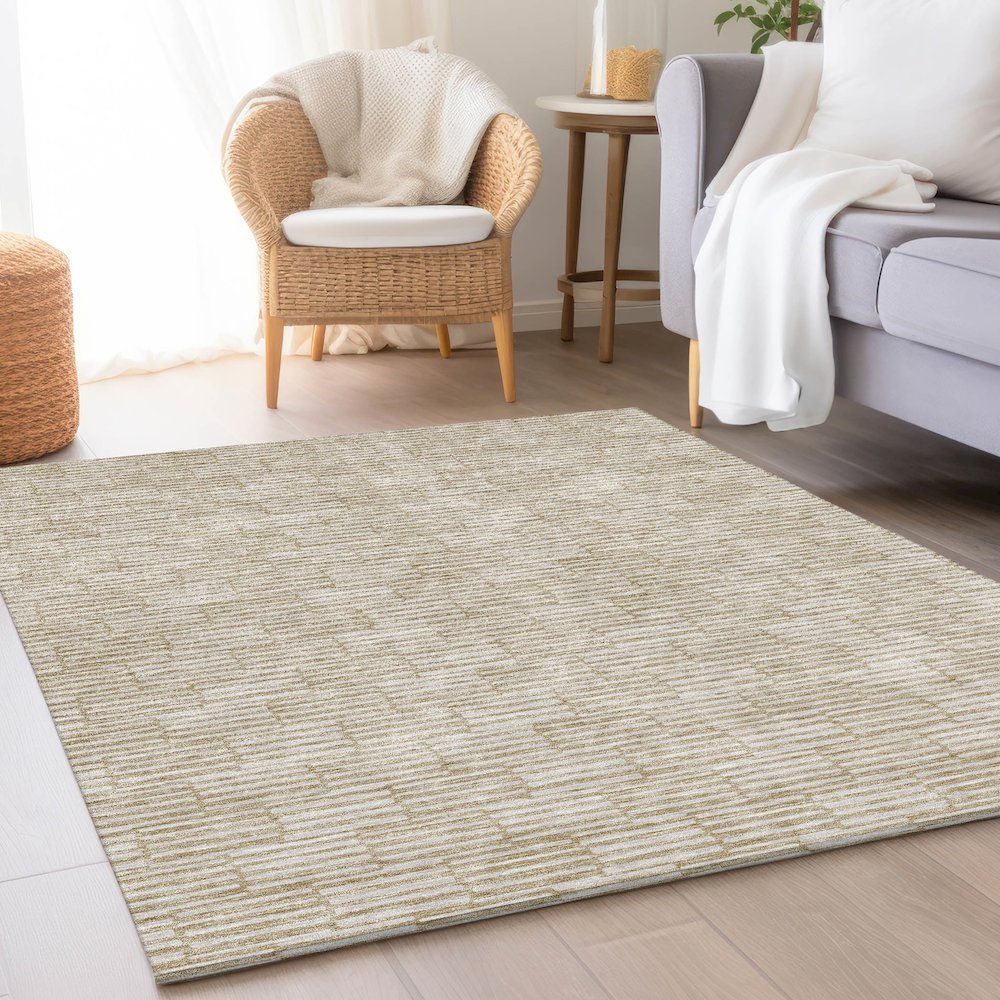 Premium Machine Washable Mayfield AMF918 Beige 10' x 14' Rug. Picture 5