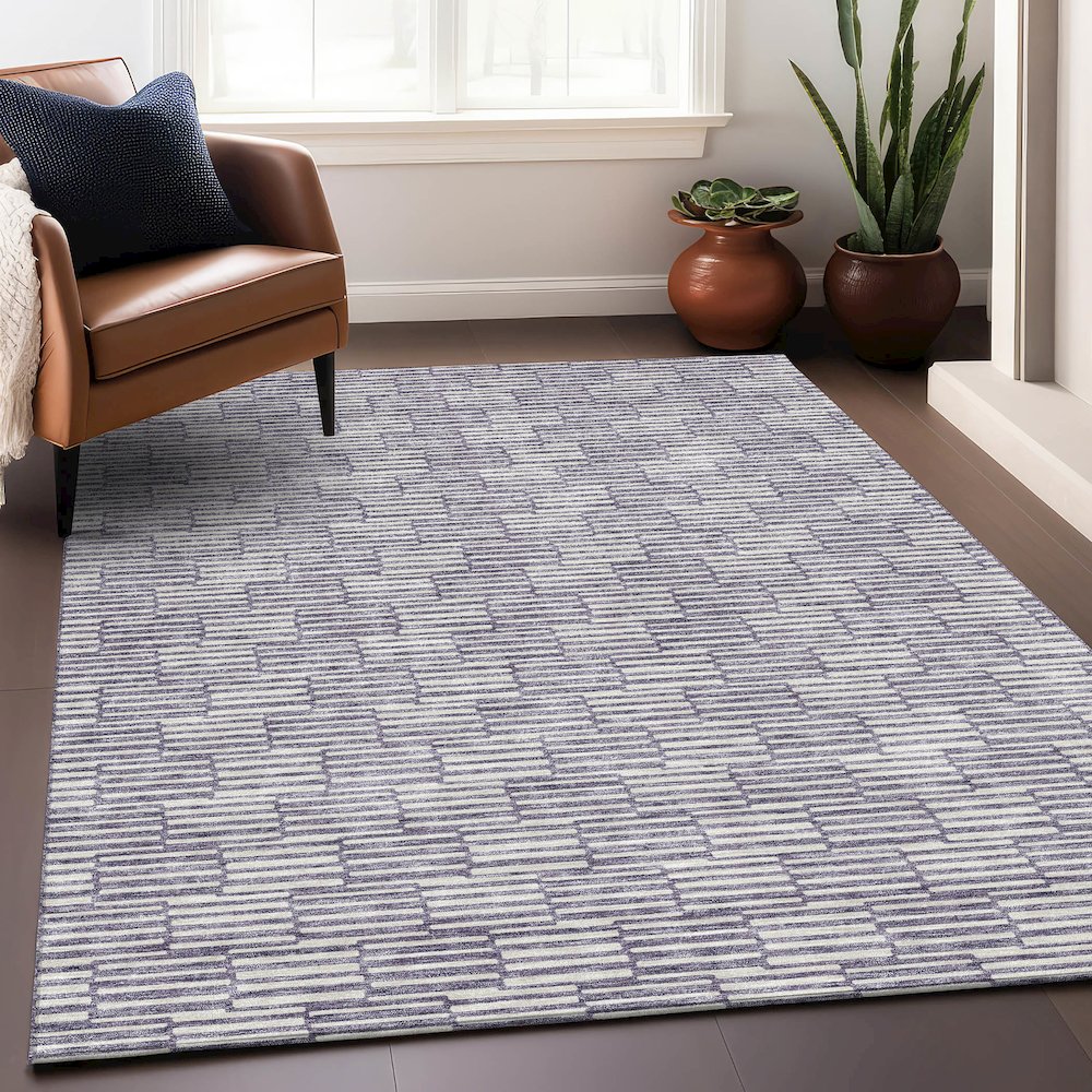 Premium Machine Washable Mayfield AMF918 Lilac 10' x 14' Rug. Picture 5