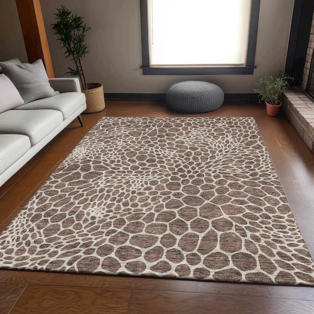Premium Machine Washable Mayfield AMF919 Brown 10' x 14' Rug. Picture 6