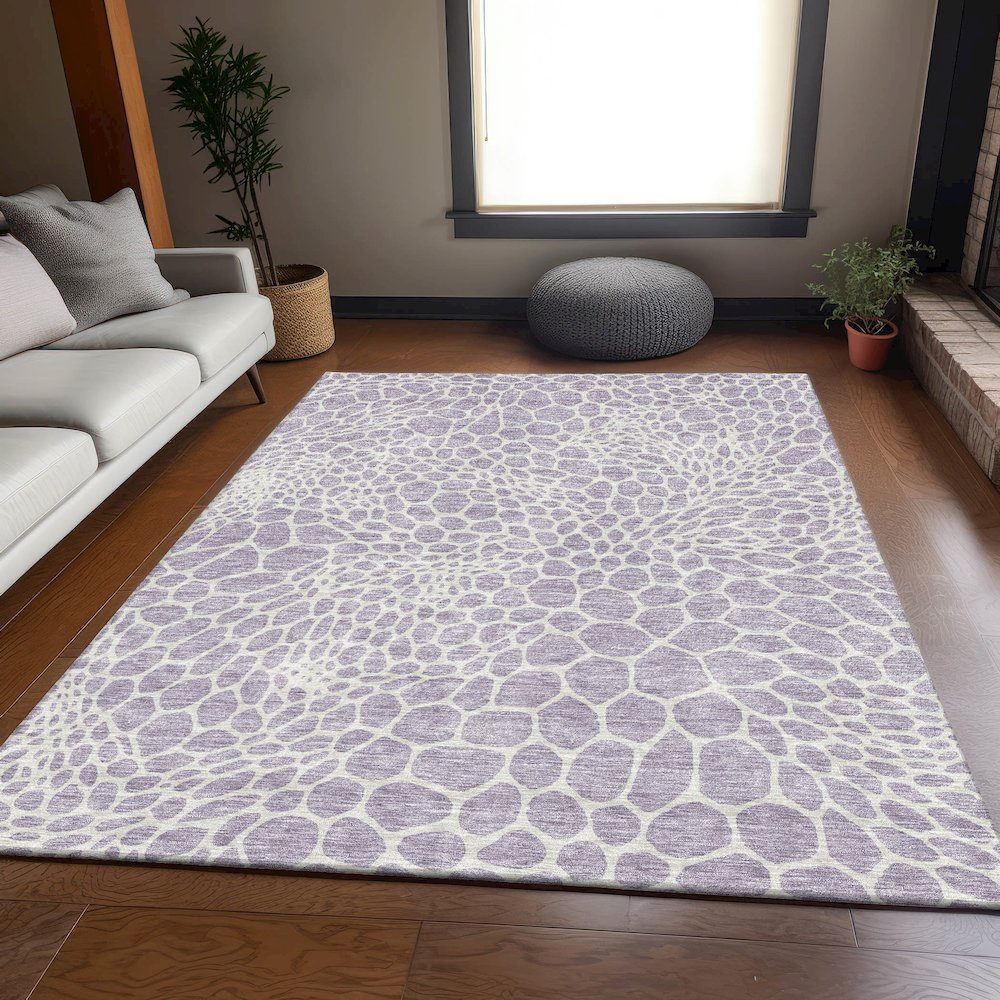 Premium Machine Washable Mayfield AMF919 Lilac 10' x 14' Rug. Picture 6