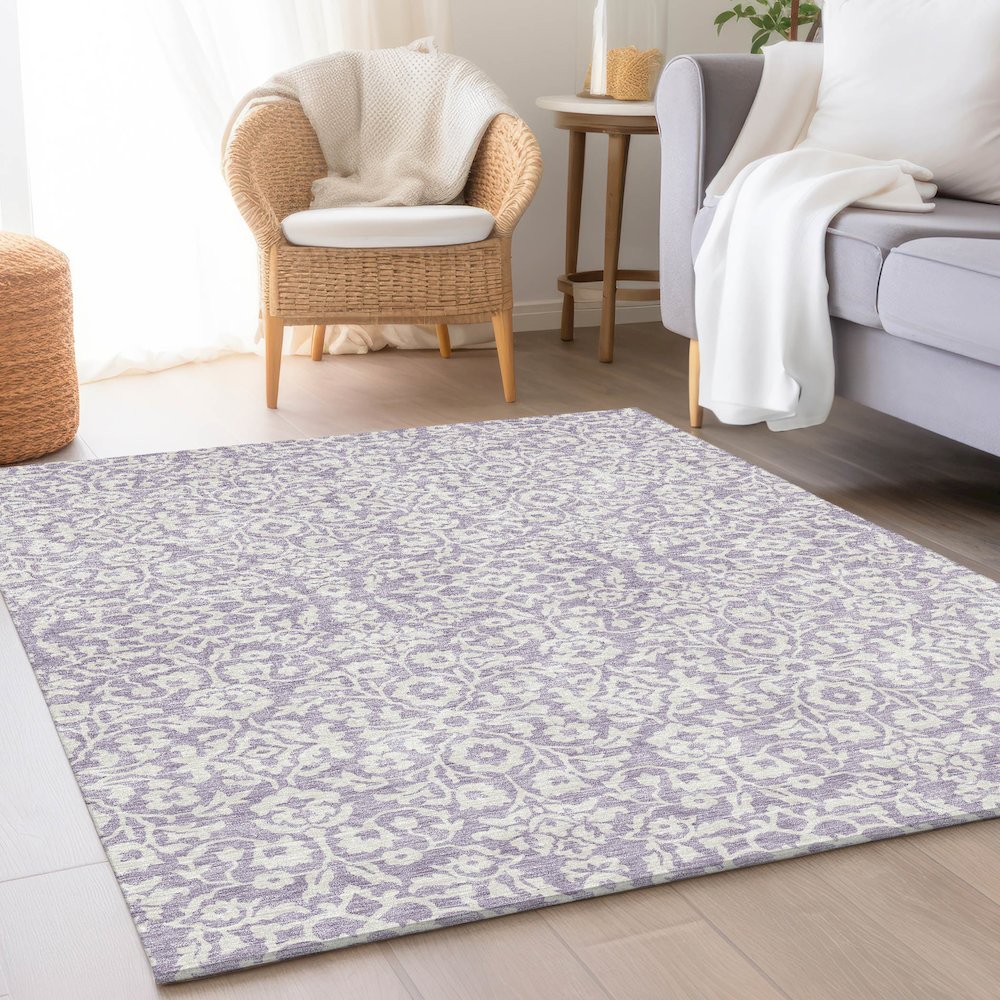 Premium Machine Washable Mayfield AMF920 Lavender 10' x 14' Rug. Picture 5