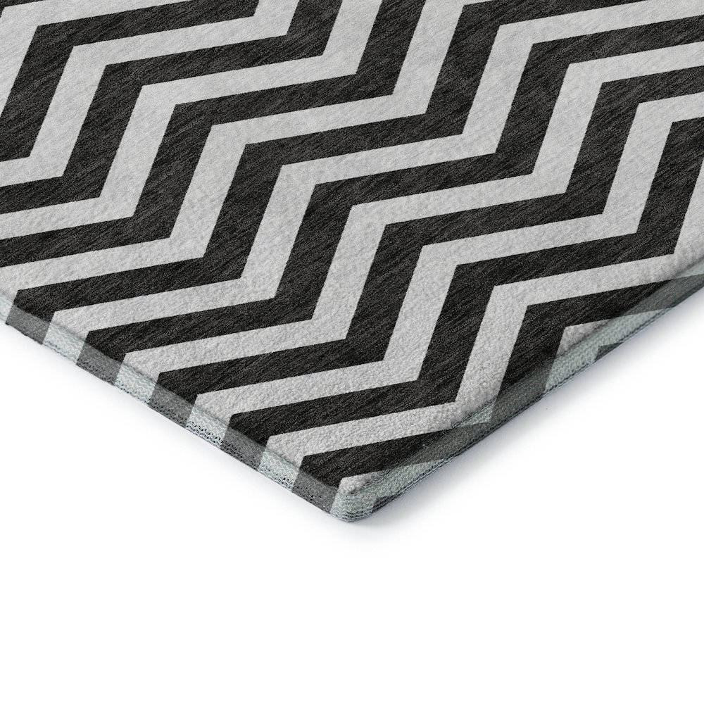 Premium Machine Washable Mayfield AMF922 Black 8' x 8' Round Rug. Picture 3