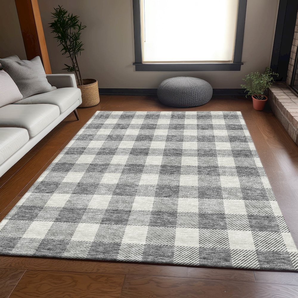 Premium Machine Washable Mayfield AMF923 Gray 10' x 14' Rug. Picture 6