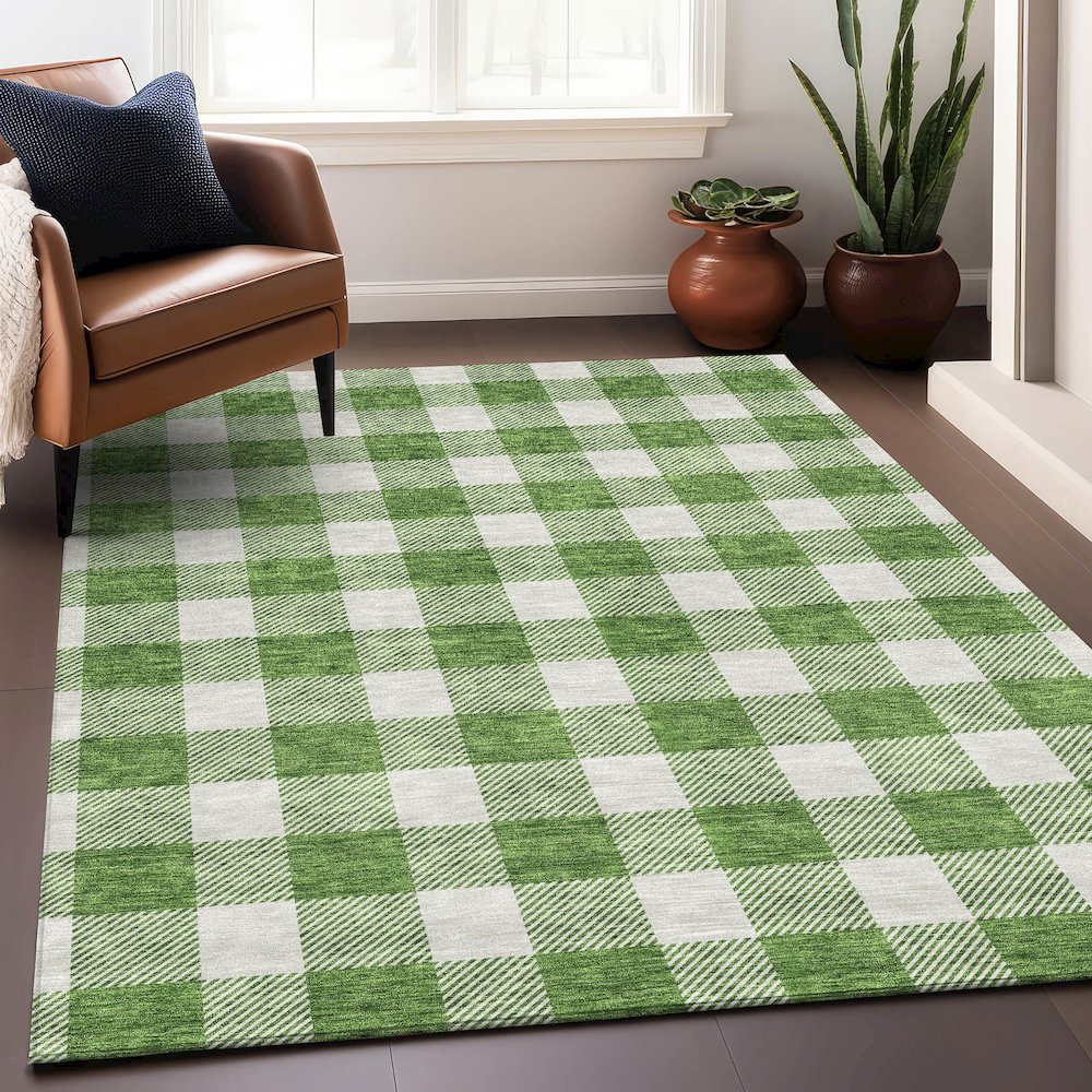 Premium Machine Washable Mayfield AMF923 Green 10' x 14' Rug. Picture 5