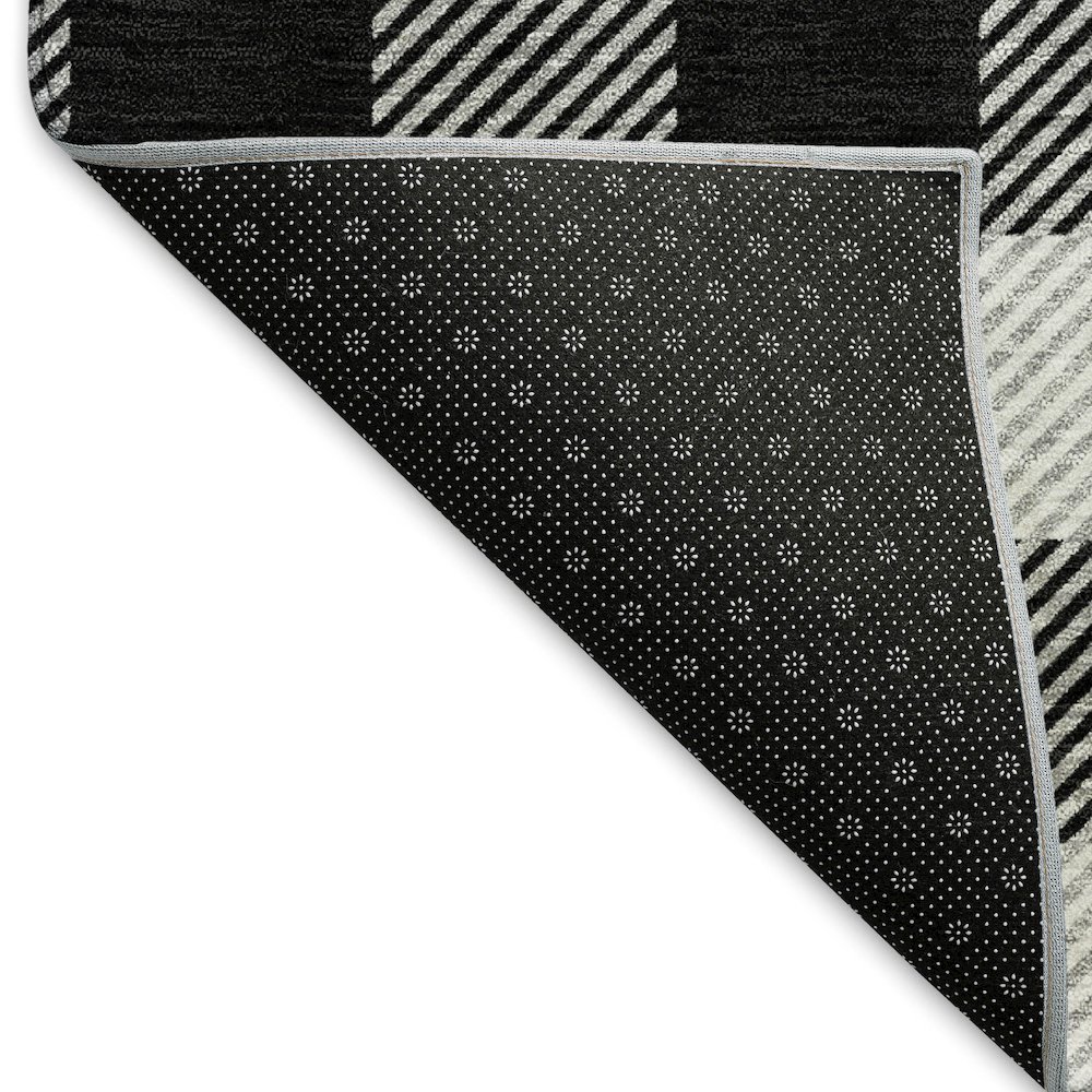 Premium Machine Washable Mayfield AMF924 Black 8' x 8' Round Rug. Picture 2
