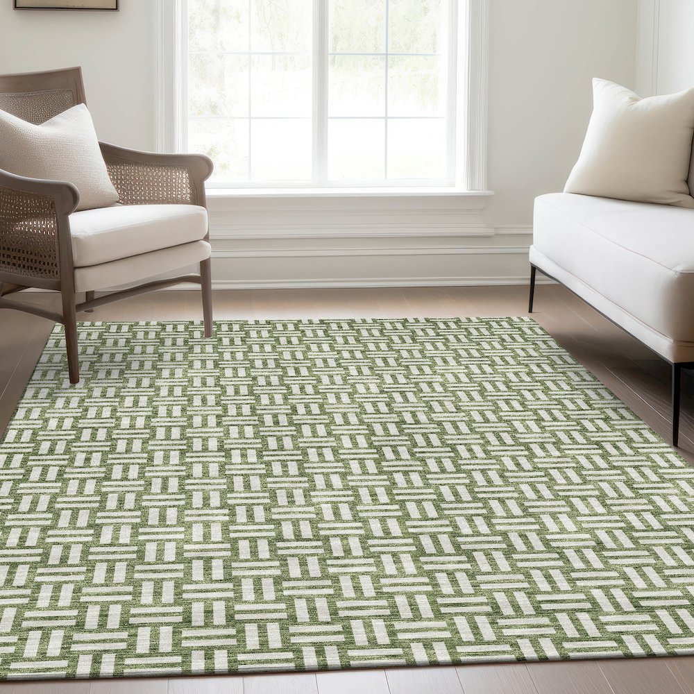 Premium Machine Washable Mayfield AMF925 Green 10' x 14' Rug. Picture 6