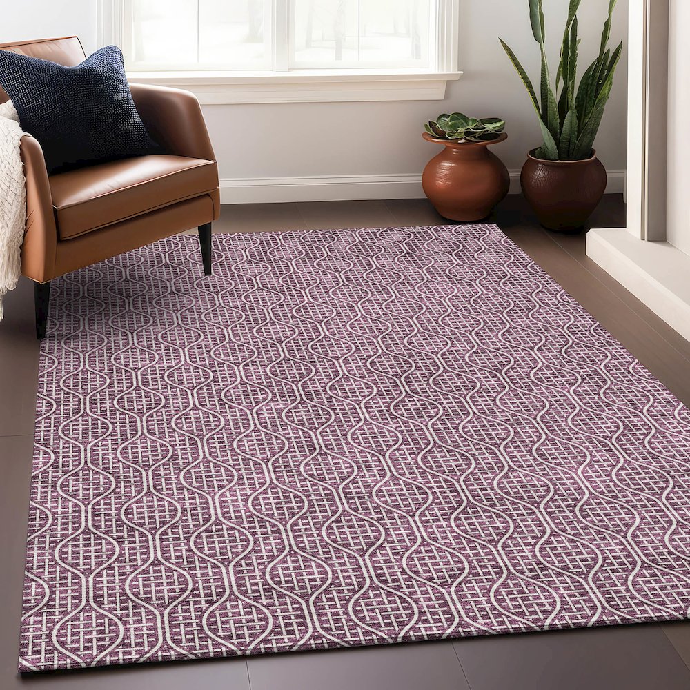 Premium Machine Washable Mayfield AMF926 Eggplant 10' x 14' Rug. Picture 5